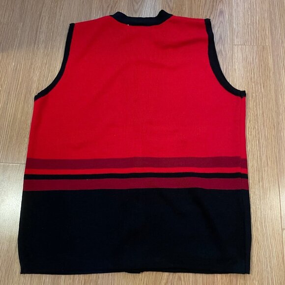 Vintage Holiday Sunflower Sweater Vest Red & Black - Picture 8 of 12